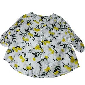 Torrid Harper Lemon Leaf Print Button Front Top Size 1